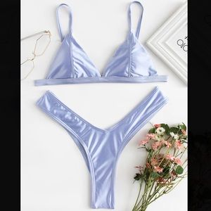 Triangle Top and High Leg Bikini Set
